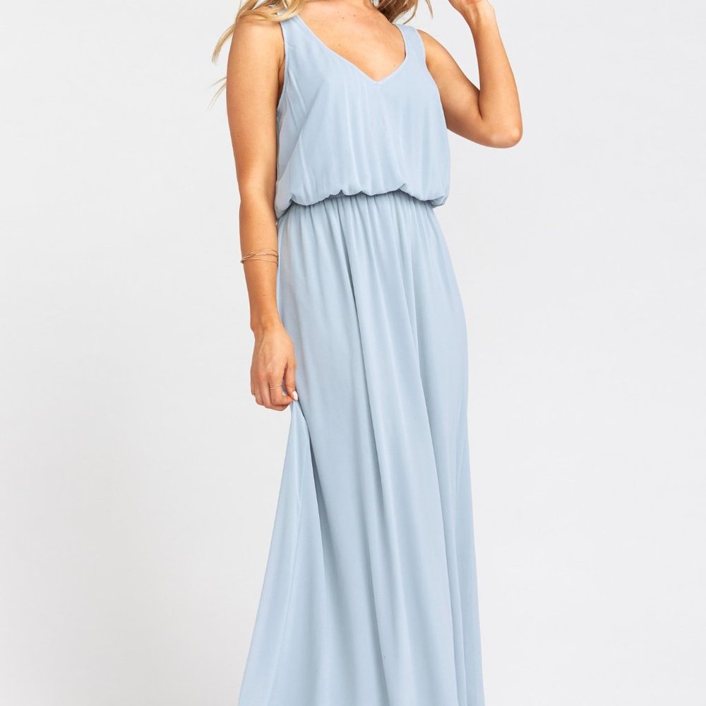 Show Me Your Mumu Kendall Maxi Dress Steel Blue S